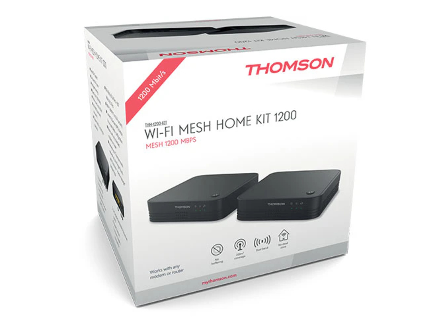 Réseau Wifi Maison Thomson Kit Wi-Fi Mesh 1200 - 2 Extenseurs Couverture 200m² 3 Ports Ethernet Repeteur Wifi 6