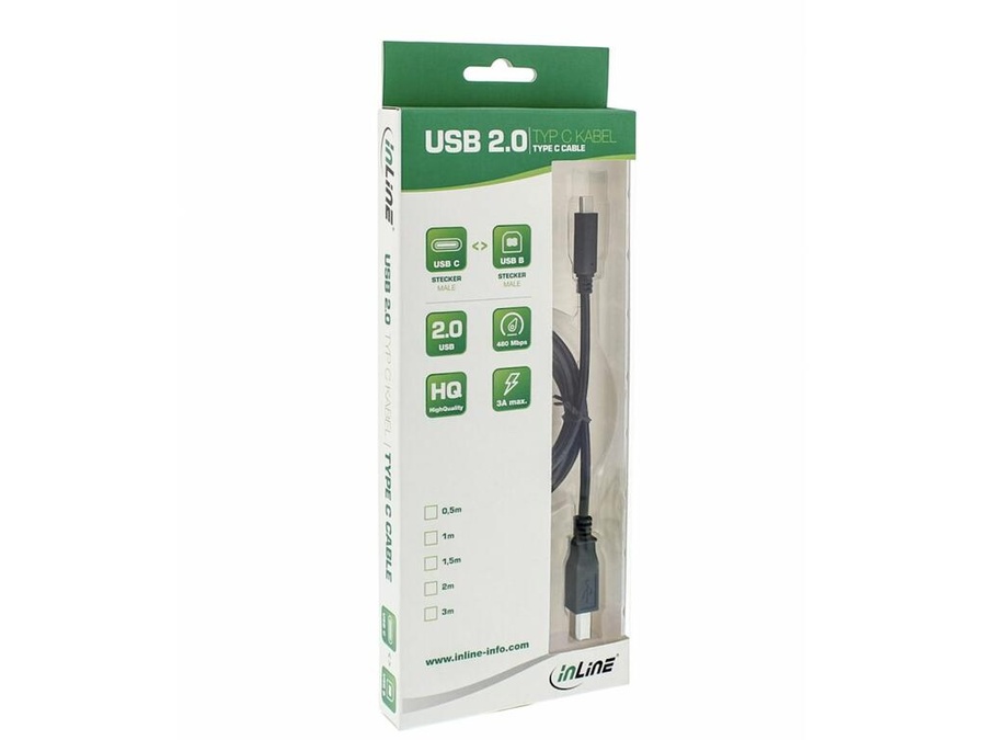 InLine USB 2.0 Kabel – Typ C Auf Micro-B, 1 M, Schwarz, Für Daten & Laden (bis 3 A)
