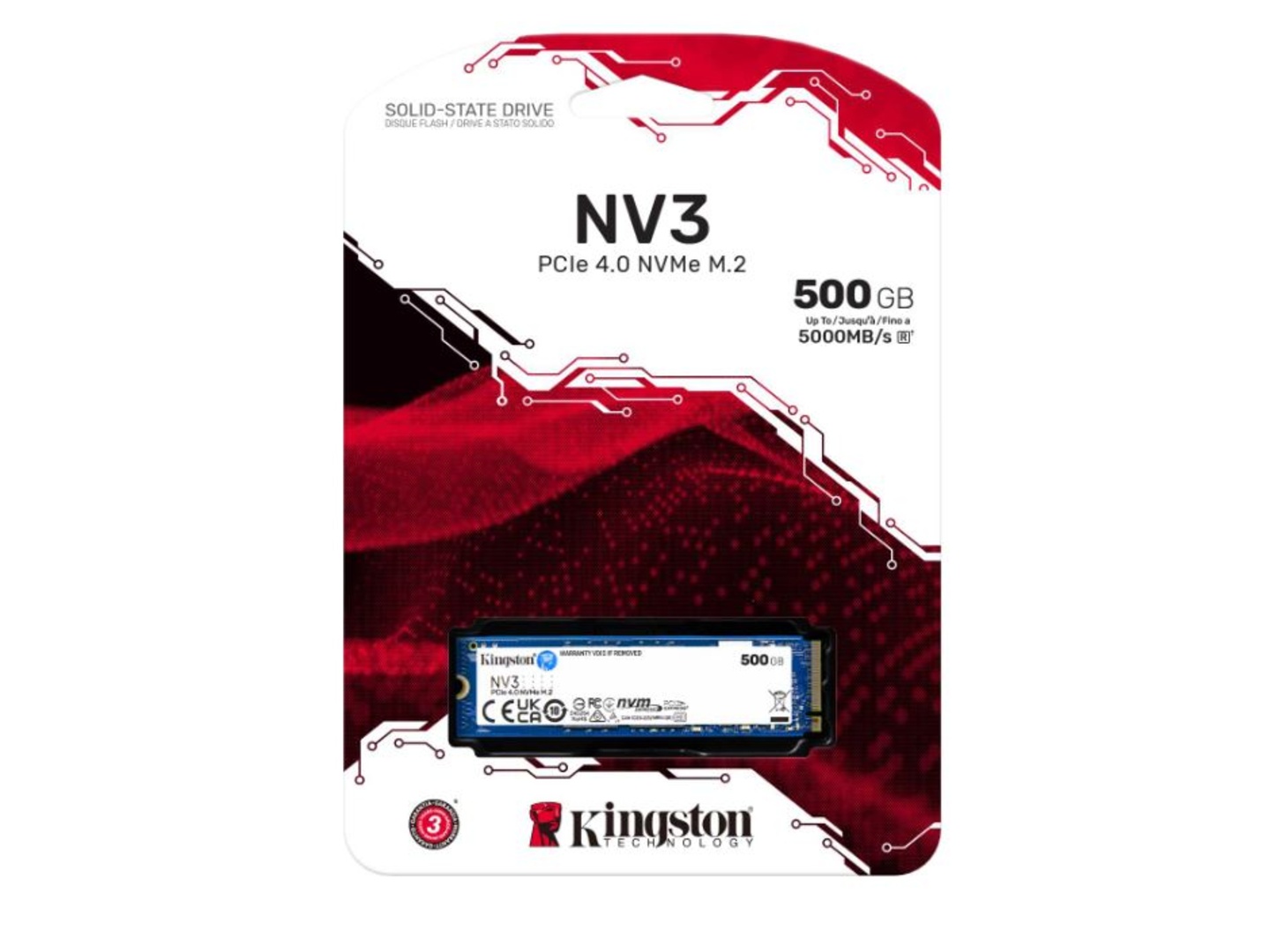 KINGSTON NV3 NVMe PCIe 4.0 SSD 500GB, M.2 2280 / M-Key / - e-tec