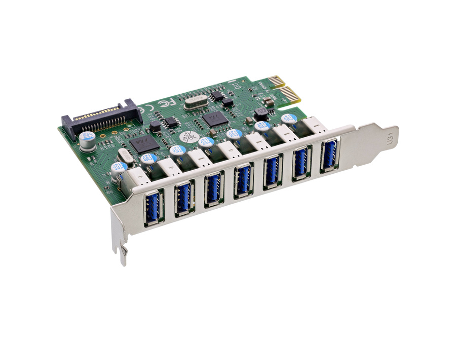 Scheda PCIe USB 3.2 Gen.1 InLine – 3 Porte Esterne + 1 Interna, 5 Gbps, Alimentazione Molex, Staffa Bassa, Plug & Play